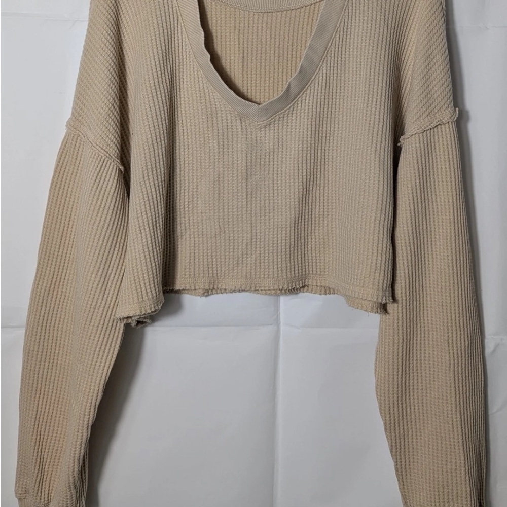 SO Women's Tan Waffle Knit Sweater